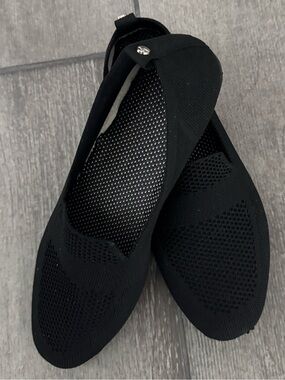 Black Loafer Slip-On Knit Flats — Black 8